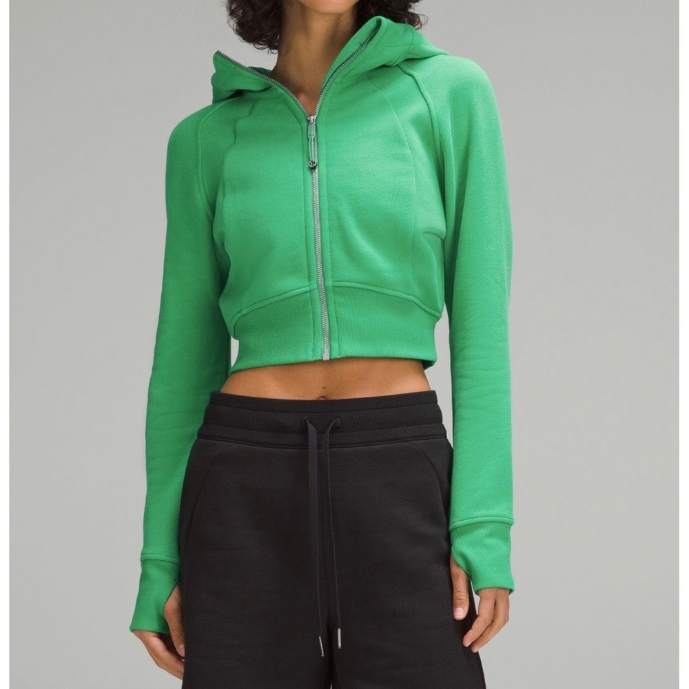 Lululemon Scuba Full Zip Crop Hoodie Raceway Green Size 10 NWOT $148 MSRP RARE